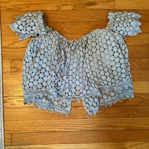 Tularosa blue eyelet crop top